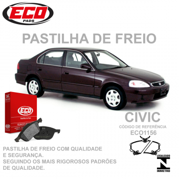 PASTILHA FREIO - DIANTEIRA   - .  HONDA CIVIC EX, LX, LXB ECOPADS