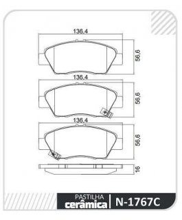 PASTILHA (CERÂMICA) - HONDA CITY  1.5  ELX 14/ D - 2  HONDA CITY  1.5 DX 14/ D - 2  HONDA CITY  1.5 EX 14/ D - 2  HONDA COBREQ