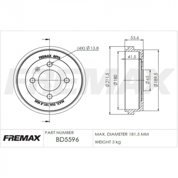 Tambor De Freio,  Traseiro,  - Vw Gol 1.0 G6 2013/