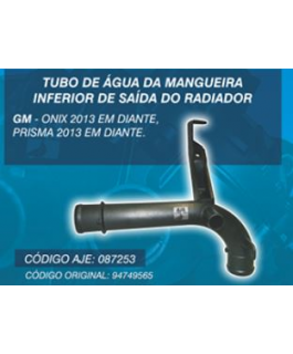 Tubo Dagua - Agua Da Mangueira Inferior De Saida Do Radiador - Chevrolet Onix 2013 Em Diante / Prisma 2013 Em Diante Cod