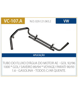 Tubo Dagua - Gol / Saveiro Cht 1.6 / Gol 1000 C/ Ar Quente, Gasolina  Todos.