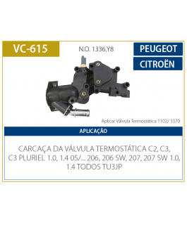 Cavalete De Dist. De Agua - (plastico) - Citroen C2 C3 C3 Pluriel 1.0 1.4 05/ Peugeot 206 206 Sw 207 207 Sw 1.0 1.4 Todo