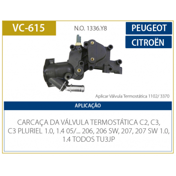 Cavalete De Dist. De Agua - (plastico) - Citroen C2 C3 C3 Pluriel 1.0 1.4 05/ Peugeot 206 206 Sw 207 207 Sw 1.0 1.4 Todo