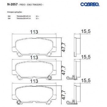 Pastilha Freio Traseira -  Gm Trailblazer 2.8, 3.6 2012/...