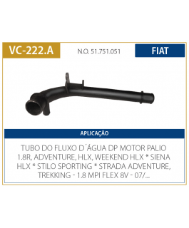 Tubo Dagua - Palio 1.8r / Siena / Stilo Sporting / Strada -  06/... - 1.8 Mpi Flex 8v